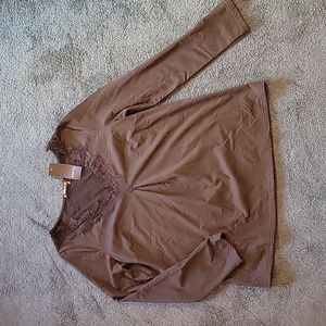 NWT Long sleeve lace trimmed top